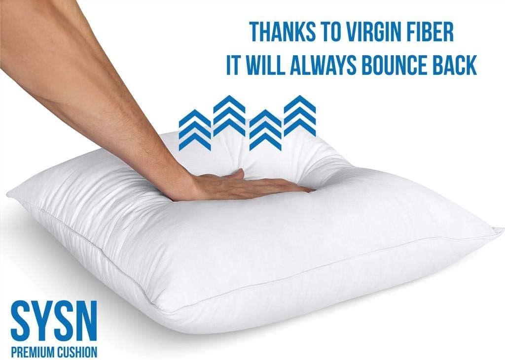 SYSN Furniture Inner Pads (Pack of 2) White Bounce Back Inserts of Standard 30x30 inches (76x76 cm) Size, Hollow Virgin Fibre Fillers For Decorative Scatters in Bed Sofa Outdoor with Stuffing 16"*16" - Image 5