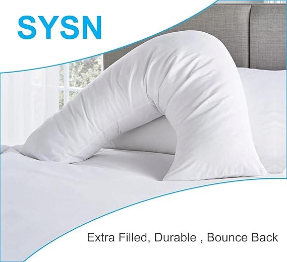SYSN V Shaped Luxury Support Pillow Black Orthopedic Maternity Extra Filled For Neck And Back Support With Cushion - Image 8