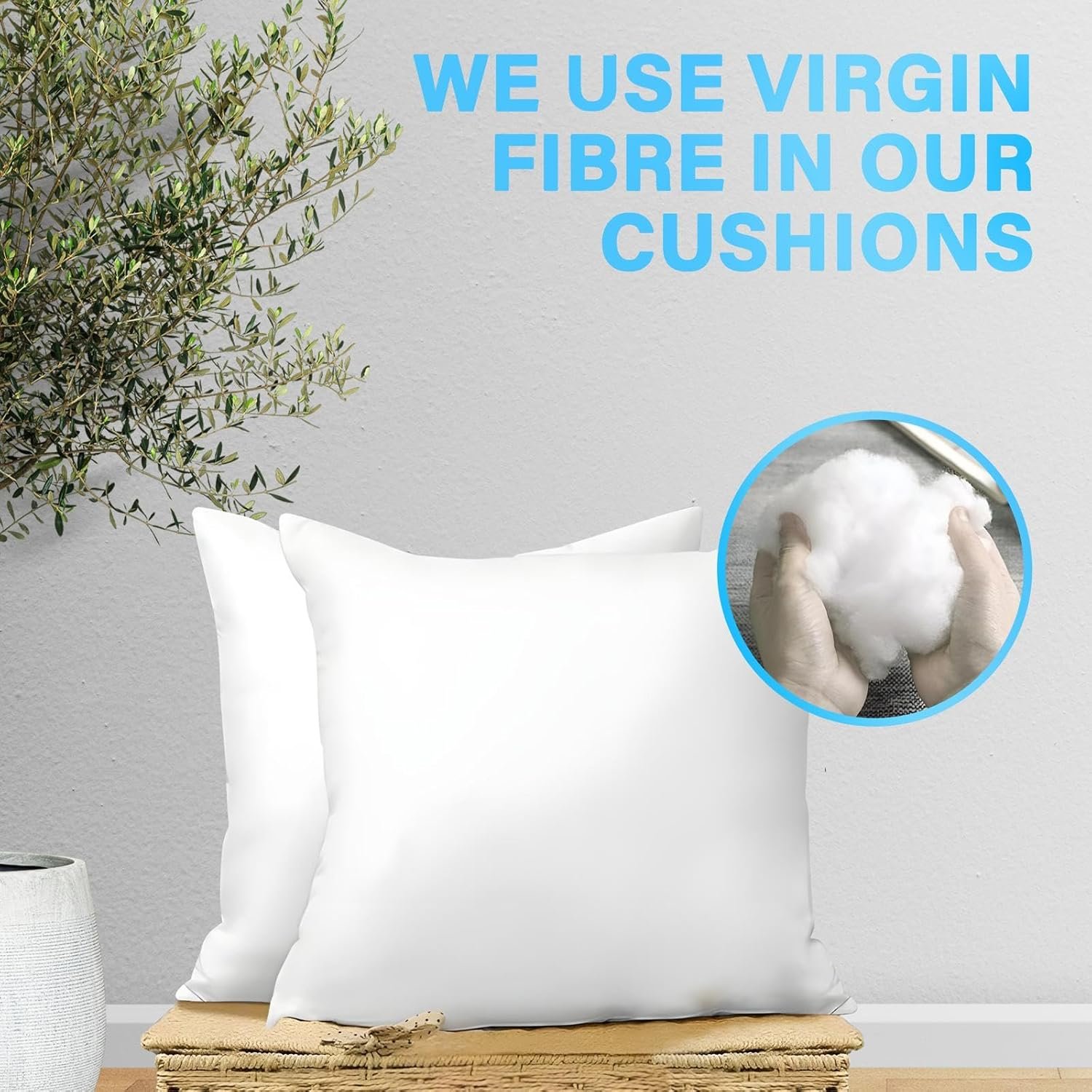SYSN Furniture Inner Pads (Pack of 2) White Bounce Back Inserts of Standard 30x30 inches (76x76 cm) Size, Hollow Virgin Fibre Fillers For Decorative Scatters in Bed Sofa Outdoor with Stuffing 16"*16" - Image 4