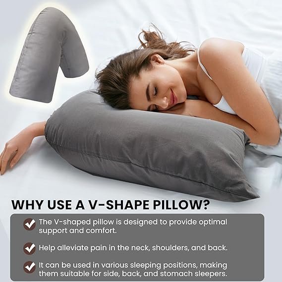 SYSN V Shaped Luxury Support Pillow Black Orthopedic Maternity Extra Filled For Neck And Back Support With Cushion - Image 10