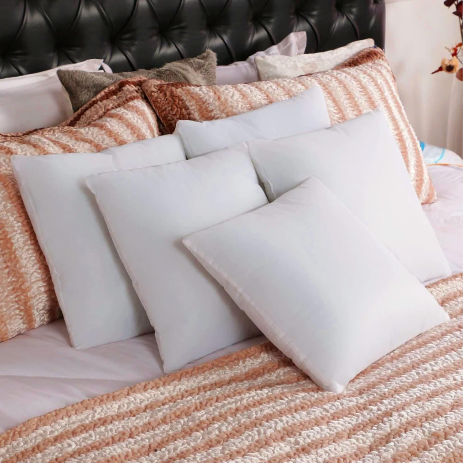 SYSN Cushion Inner Pads (Pack of 4) White Bounce Back 18x18 Cushion Inserts (45x45 cm) - Hollow Virgin Fiber Fillers For Decorative Scatters in Bed Sofa Outdoor with Stuffing - Image 6