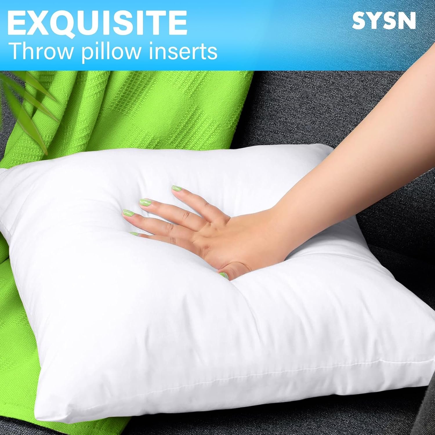 SYSN Furniture Inner Pads (Pack of 2) White Bounce Back Inserts of Standard 30x30 inches (76x76 cm) Size, Hollow Virgin Fibre Fillers For Decorative Scatters in Bed Sofa Outdoor with Stuffing 16"*16" - Image 9